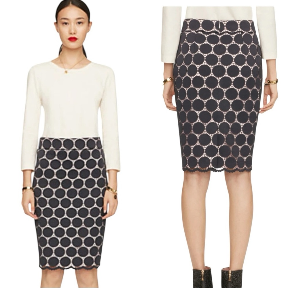 Kate Spade ♠️ “Skirt the rules” lace overlay Pencil  Skirt in Navy Size 4
